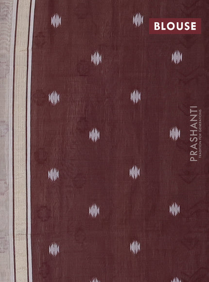 Munga cotton saree beige and maroon with thread woven buttas and weaving pallu