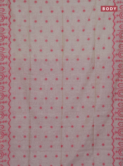 Munga cotton saree beige and pink with thread woven buttas and weaving pallu