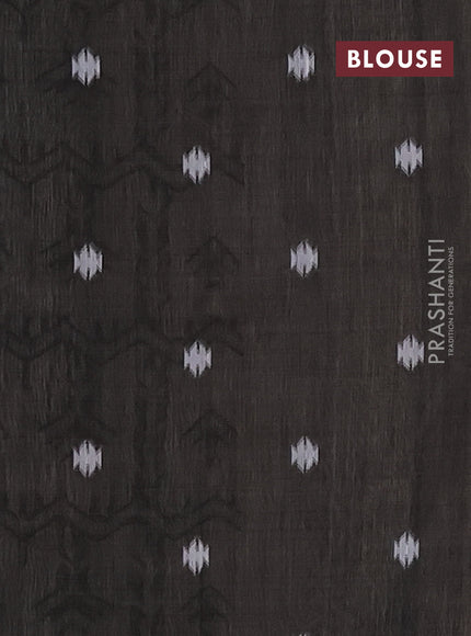 Munga cotton saree beige and black with thread woven buttas and weaving pallu