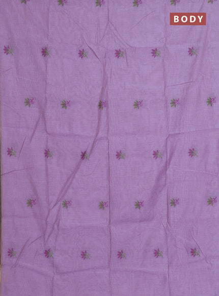 Munga cotton saree lavender and purple with thread woven floral buttas and pichwai weaving pallu
