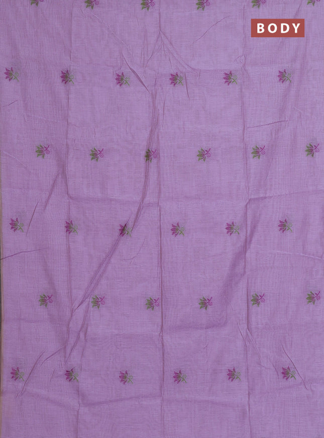 Munga cotton saree lavender and purple with thread woven floral buttas and pichwai weaving pallu