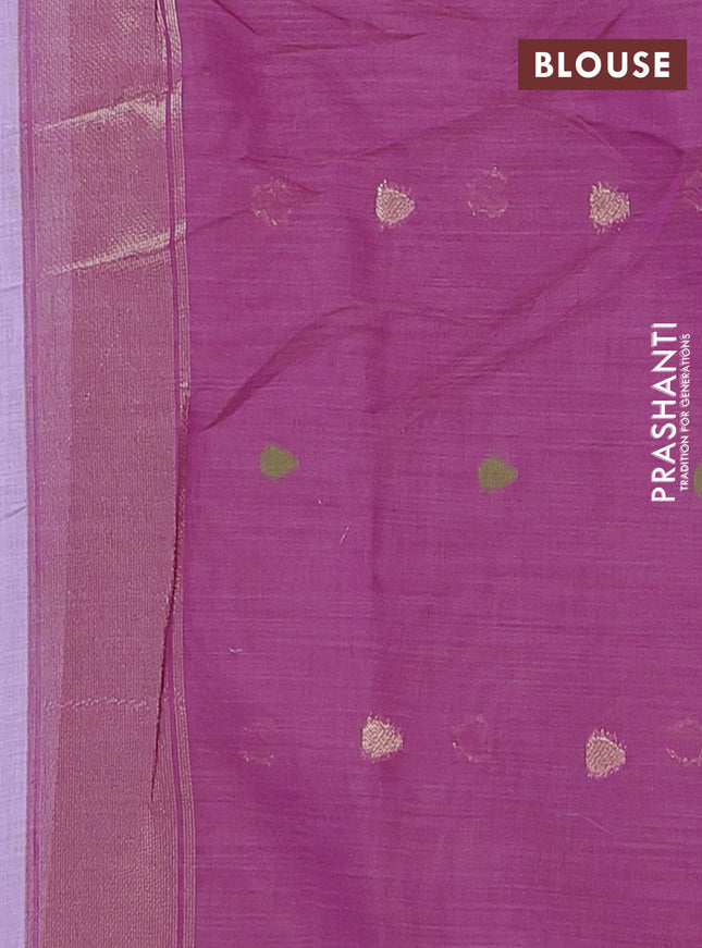 Munga cotton saree lavender and purple with thread woven floral buttas and pichwai weaving pallu