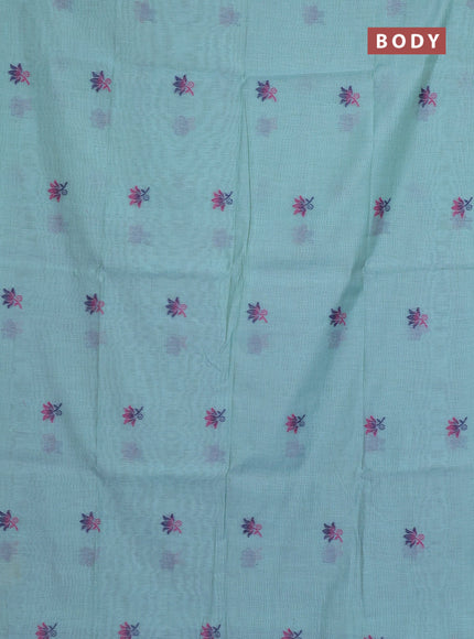 Munga cotton saree pastel blue and navy blue with thread woven floral buttas and pichwai weaving pallu