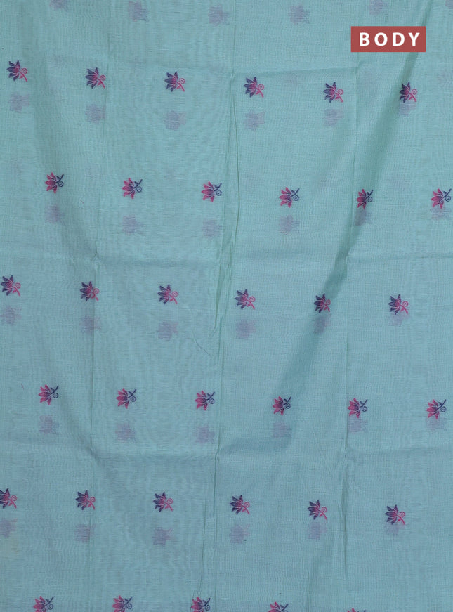 Munga cotton saree pastel blue and navy blue with thread woven floral buttas and pichwai weaving pallu