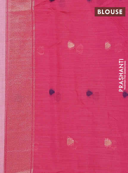 Munga cotton saree peach pink and pink with thread woven floral buttas and pichwai weaving pallu