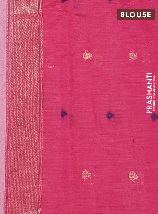 Munga cotton saree peach pink and pink with thread woven floral buttas and pichwai weaving pallu