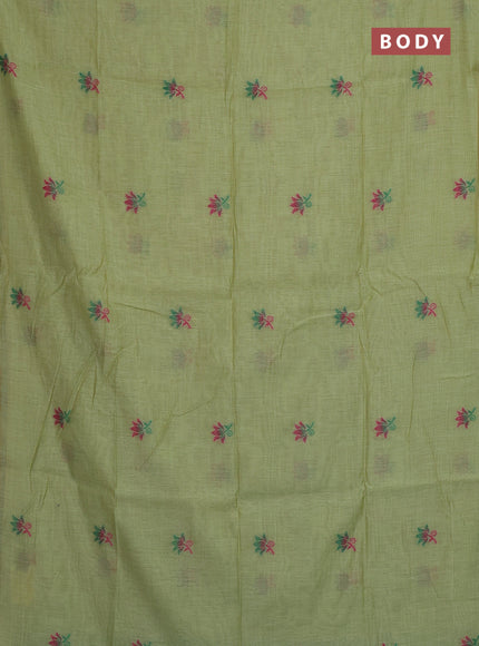Munga cotton saree pista green and green with thread woven floral buttas and pichwai weaving pallu