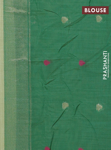 Munga cotton saree pista green and green with thread woven floral buttas and pichwai weaving pallu