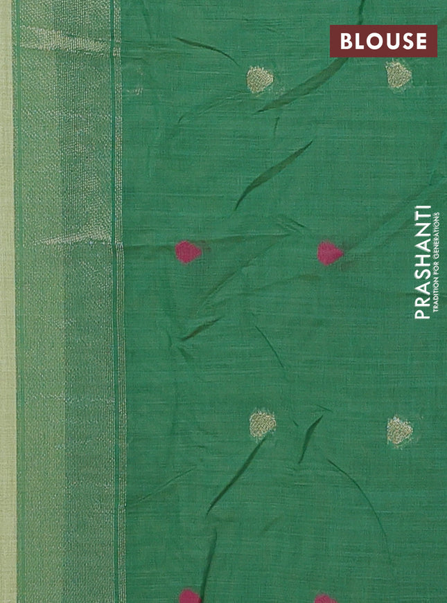 Munga cotton saree pista green and green with thread woven floral buttas and pichwai weaving pallu