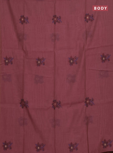 Munga cotton saree mauve pink and maroon with thread woven floral buttas and floral design weaving pallu