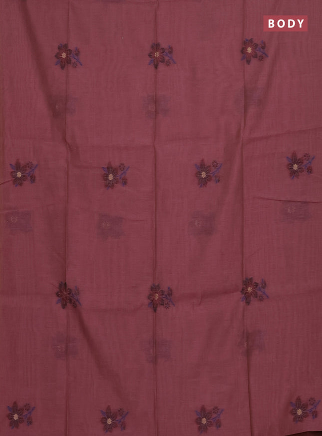 Munga cotton saree mauve pink and maroon with thread woven floral buttas and floral design weaving pallu