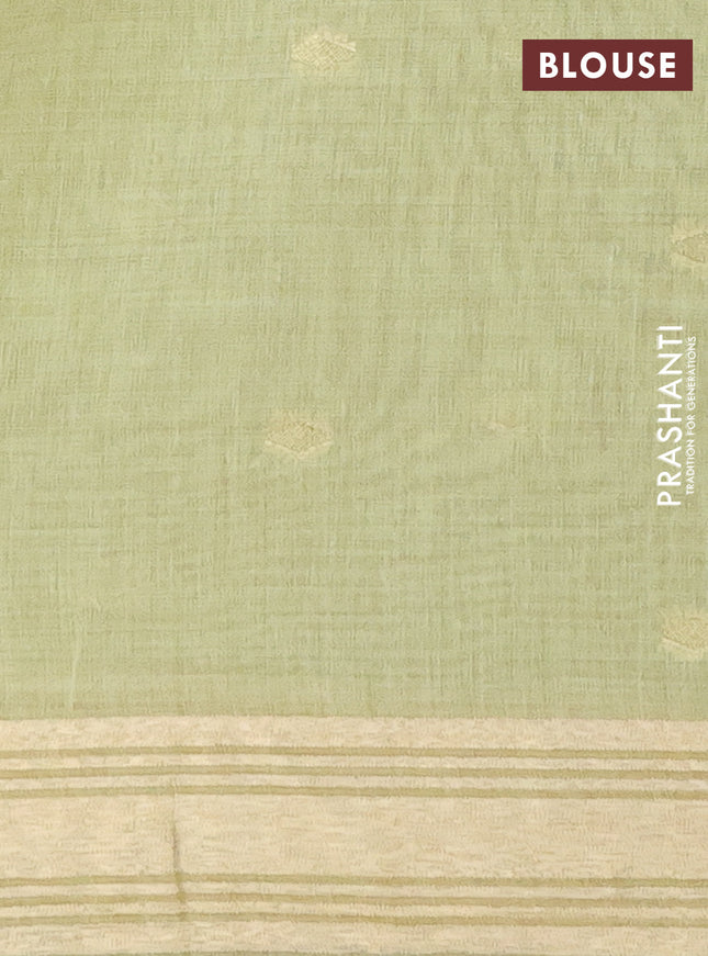 Munga cotton saree pastel green and green with thread woven floral buttas and thread woven pallu