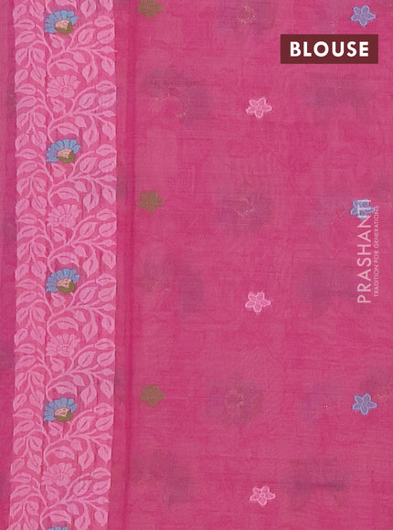 Munga cotton saree peach pink and pink with thread woven floral buttas and thread woven pallu