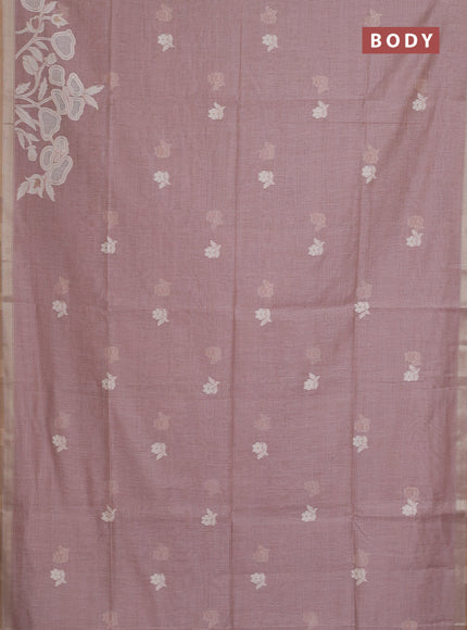 Munga cotton saree pastel pink with thread woven floral buttas and zari woven border