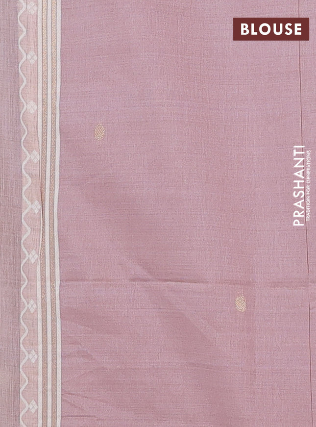 Munga cotton saree pastel pink with thread woven floral buttas and zari woven border