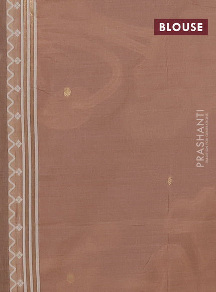 Munga cotton saree brown with thread woven floral buttas and zari woven border