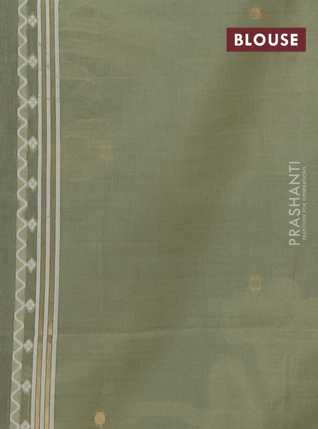 Munga cotton saree pastel green with thread woven floral buttas and zari woven border