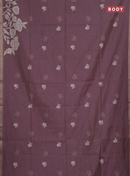Munga cotton saree mauve pink with thread woven floral buttas and zari woven border
