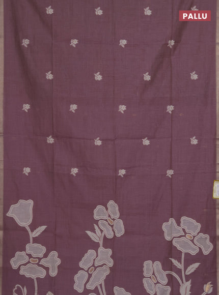 Munga cotton saree mauve pink with thread woven floral buttas and zari woven border