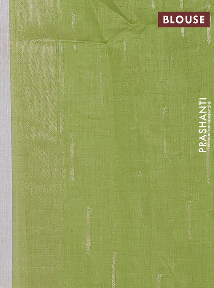 Munga cotton saree beige with thread woven floral buttas in borderless style