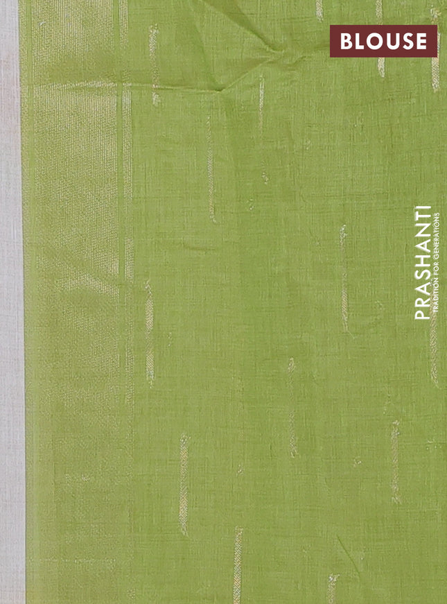 Munga cotton saree beige with thread woven floral buttas in borderless style