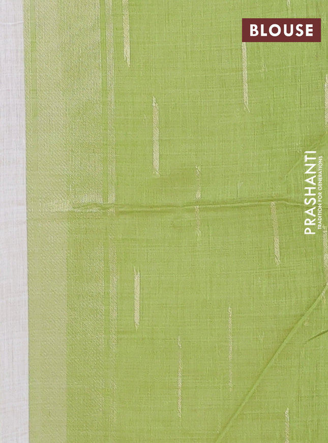 Munga cotton saree beige with thread woven floral buttas in borderless style