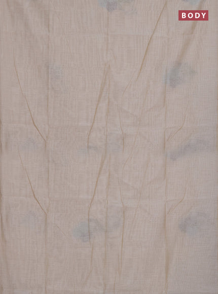 Munga cotton saree beige with thread woven floral buttas in borderless style