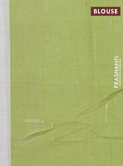 Munga cotton saree beige with thread woven floral buttas in borderless style