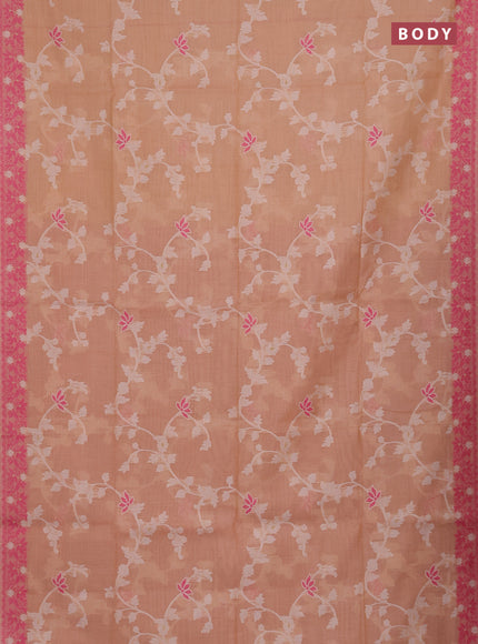 Munga cotton saree sandal and pink with allover thread weaves and thread weaving pallu