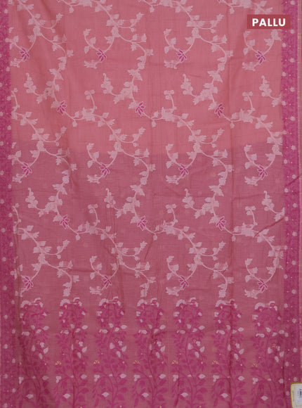 Munga cotton saree pastel pink and magenta pink with allover thread weaves and thread weaving pallu