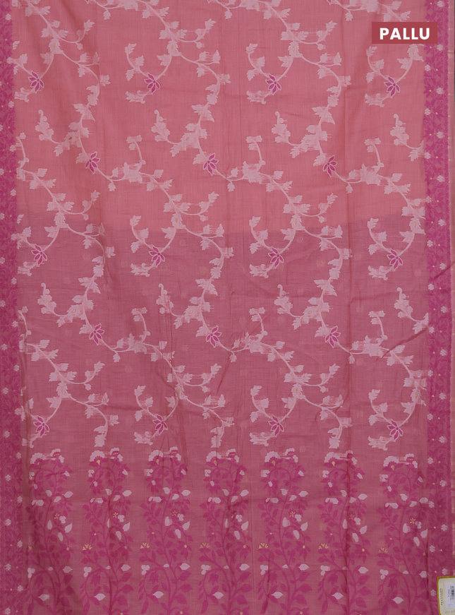 Munga cotton saree pastel pink and magenta pink with allover thread weaves and thread weaving pallu