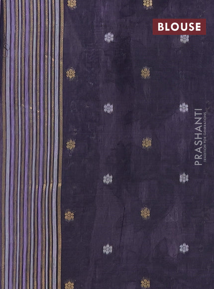 Munga cotton saree lavender and navy blue with allover thread weaves and thread weaving pallu