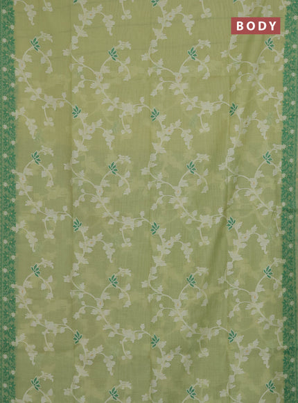 Munga cotton saree light green and green with allover thread weaves and thread weaving pallu