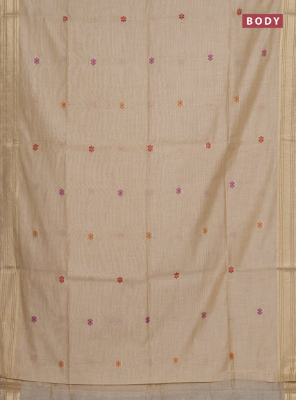 Munga cotton saree sandal with thread woven floral buttas and zari woven paithani design pallu