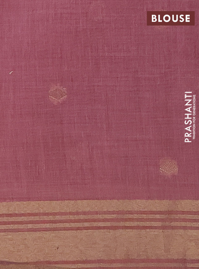 Munga cotton saree peach pink with thread woven floral buttas and zari woven paithani design pallu