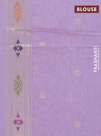 Munga cotton saree lavender with thread woven floral buttas and zari woven paithani design pallu
