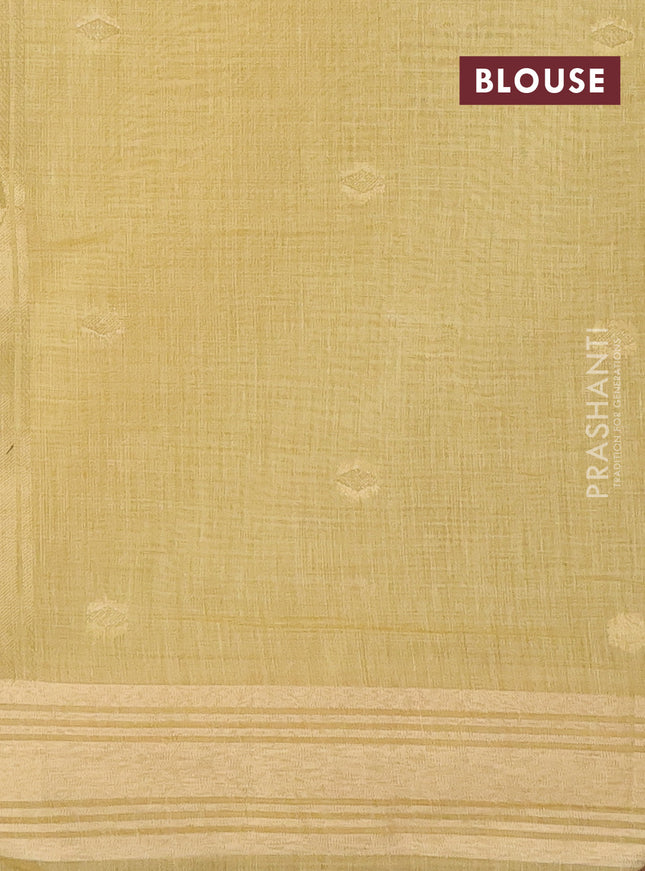 Munga cotton saree yellow with thread woven floral buttas and zari woven paithani design pallu