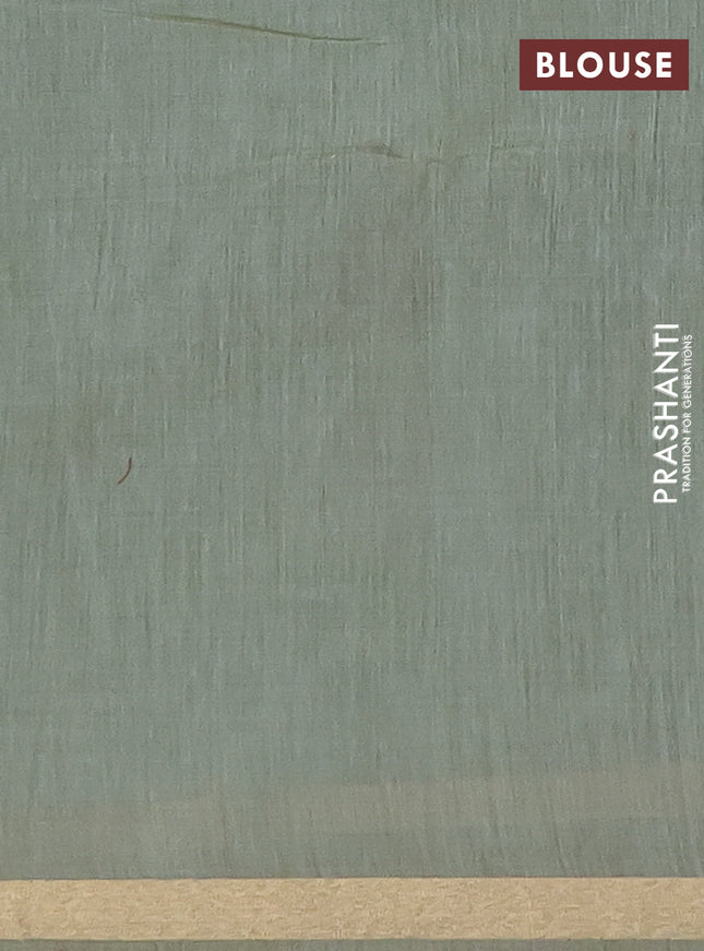 Munga cotton saree pastel green with thread woven floral buttas and floral design pallu