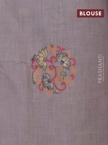 Munga cotton saree grey with thread woven floral buttas and floral design pallu