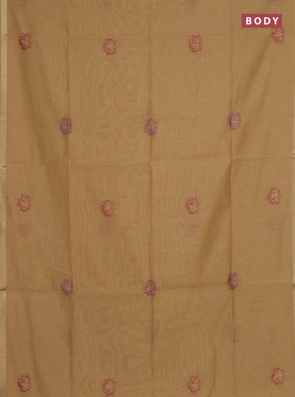 Munga cotton saree sandal with thread woven floral buttas and floral design pallu