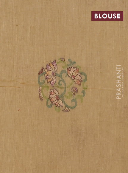 Munga cotton saree sandal with thread woven floral buttas and floral design pallu