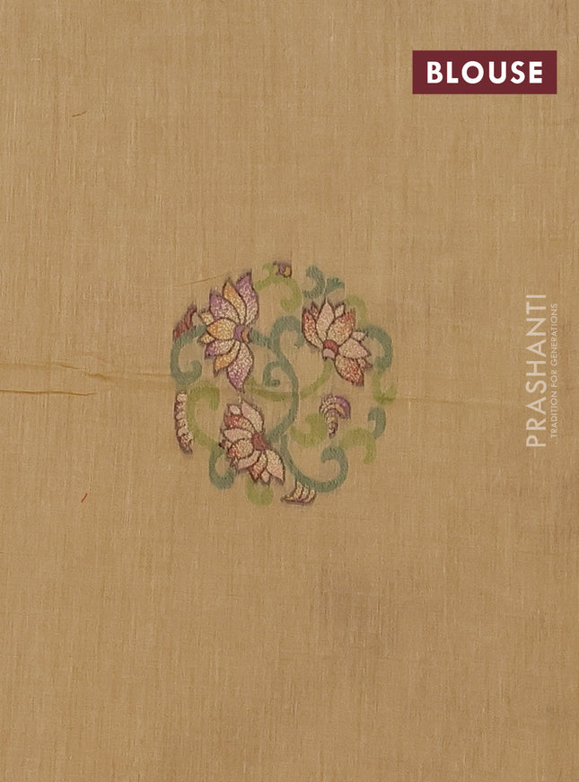 Munga cotton saree sandal with thread woven floral buttas and floral design pallu