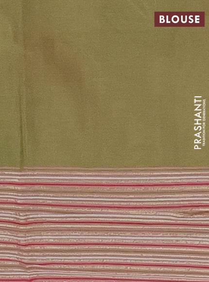 Munga cotton saree peach pink and green with thread woven buttas and thread weaving pallu