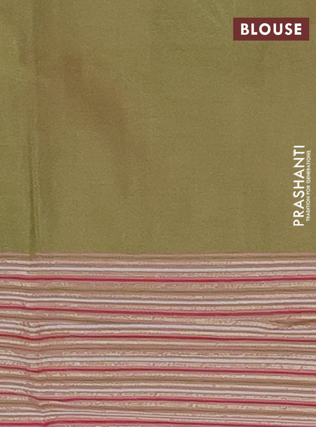 Munga cotton saree peach pink and green with thread woven buttas and thread weaving pallu