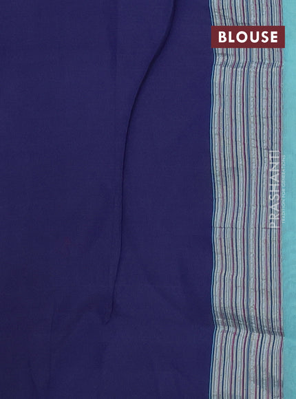 Munga cotton saree teal blue and dark blue with thread woven buttas and thread weaving pallu