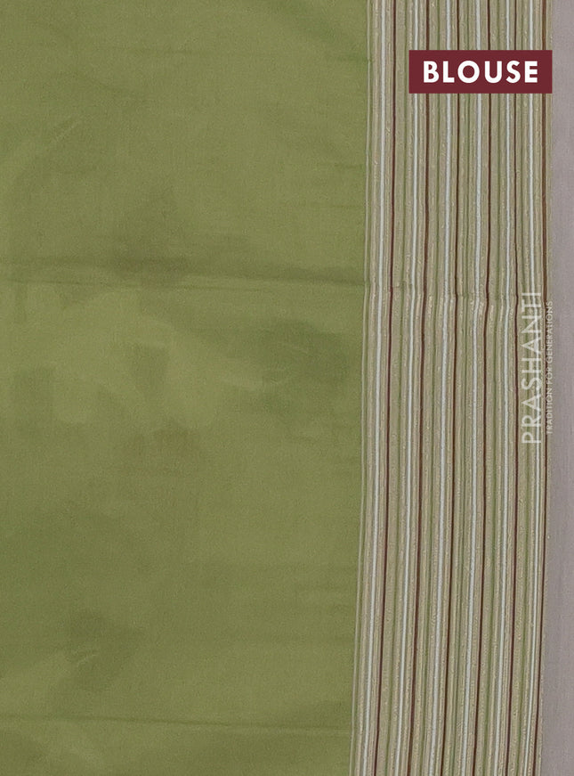 Munga cotton saree grey and green with thread woven buttas and thread weaving pallu