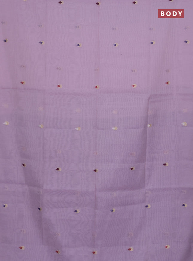Munga cotton saree lavender and blue with thread woven buttas and thread weaving pallu