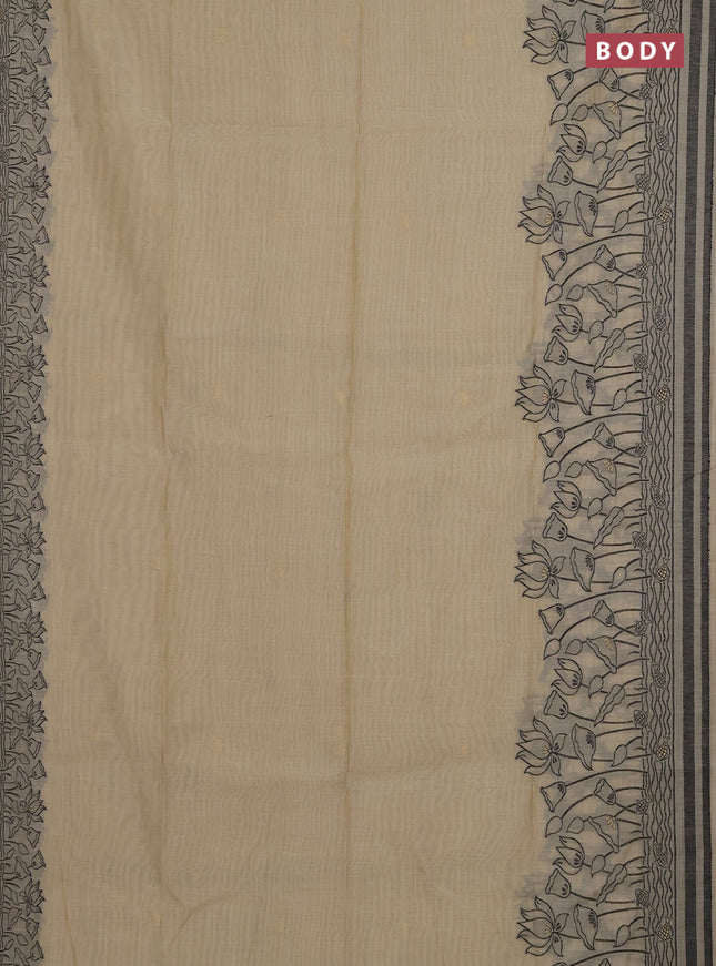 Munga cotton saree sandal with zari woven buttas in borderless style