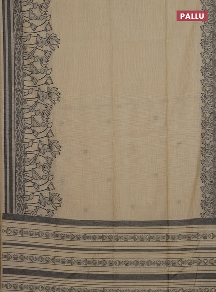 Munga cotton saree sandal with zari woven buttas in borderless style