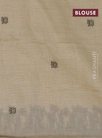 Munga cotton saree sandal with zari woven buttas in borderless style